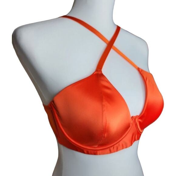 Savage X Fenty Sharp Satin Bra Spicy‎ Orange Size 38C - Picture 3 of 12